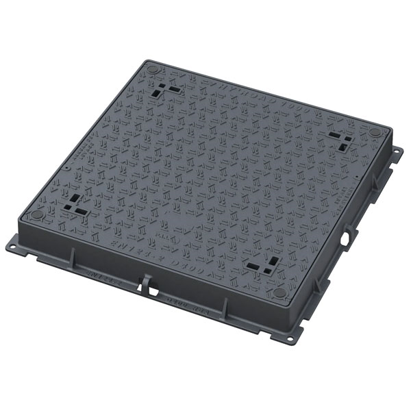 Regard de visite hydraulique verrouillé en fonte D400 avec surface antidérapante et garde anti-odeur - ouverture libre 500,0 mm x 500,0 mm