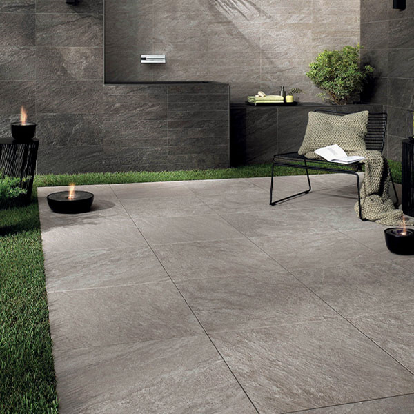 Carrelage sol extérieur effet "pierre" BRAVE - Grey - 60 cmx60 cm Ép.20 mm