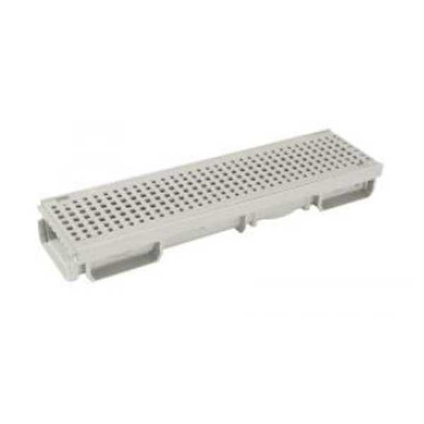 Caniveau bas piscine Grille piétonne 500 mm x 130 mm PVC Blanc