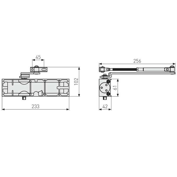 Ferme-porte à bras Abus AC7124 pour porte de 45 à 85 kg et de 85 à 125 cm - coloris argent