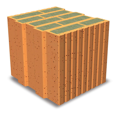 Brique de base auto-isolante remplie de laine de roche - Climamur 36 - L.248 MM x l.365 MM x H.249 MM