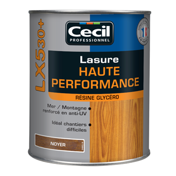 Lasure bois protection élevée Cecil LX530 aspect satin noyer 1L