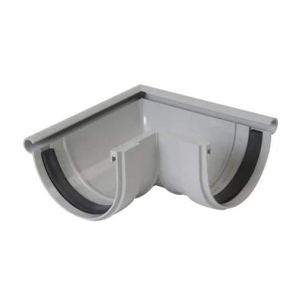 Angle extérieur à joint de gouttière Nicoll - Demi-ronde 25 - Longueur 195 mm - Angle 90° - Techtan Gris