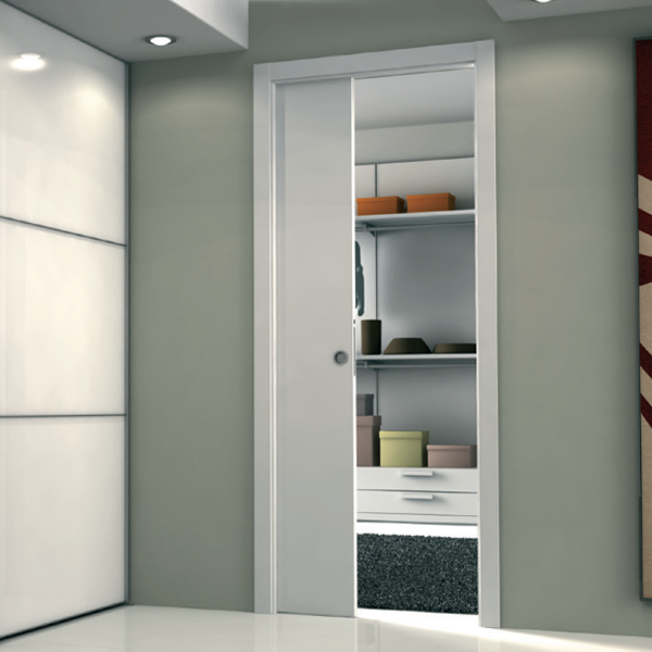 Système à galandage pour porte coulissante - châssis un ventail - Eclisse Unique 95 - porte de 204,0 CM x 93,0 CM