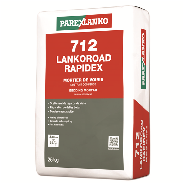 Mortier de voirie à retrait compensé LANKOROAD RAPIDEX 712 - Sac de 25 KG