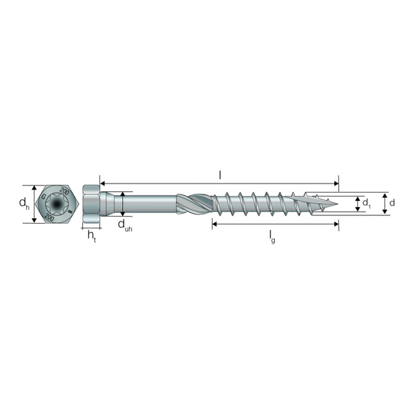 Vis pour connecteurs acier sur bois TH - SSH - acier galvanisé - 12 x 60 mm - boîte de 25
