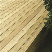 Lame de terrasse bois en Pin du Nord lisse - Classéo - Traité classe 4 vert - 145 MM x 27,00 MM - Longueur 4,20 M