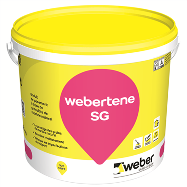 Enduit de parement Webertene SG à base de granulats de marbre naturel