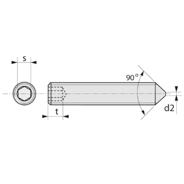 Vis sans tête à bout pointeau - empreinte six pans creux STHC - acier brut - DIN 914 - M8 x 40 mm - boîte de 100