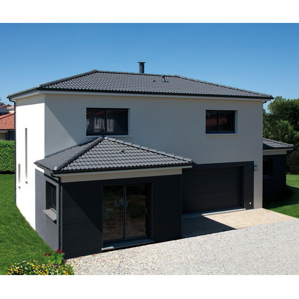 Tuile béton Double Romane - grand moule faible relief - Monier - 42 x 33 cm - Noir