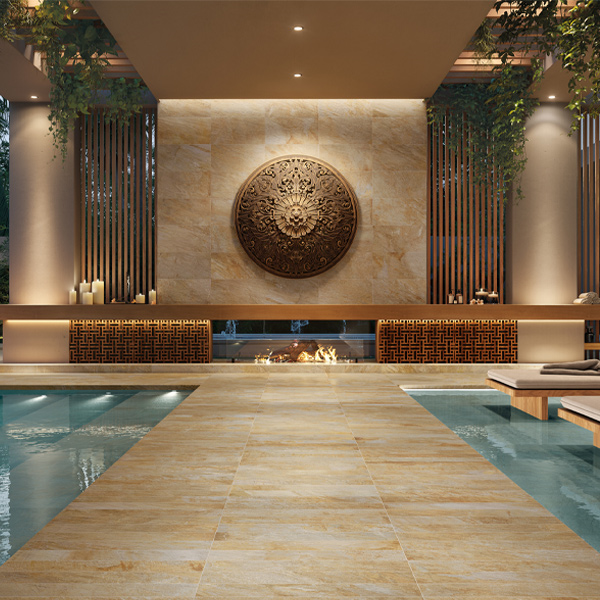 Carrelage extérieur antidérapant effet pierre de Bali - Zéphyr - 60,0 CM x 60,0 CM - ép. 20,00 MM - Gold