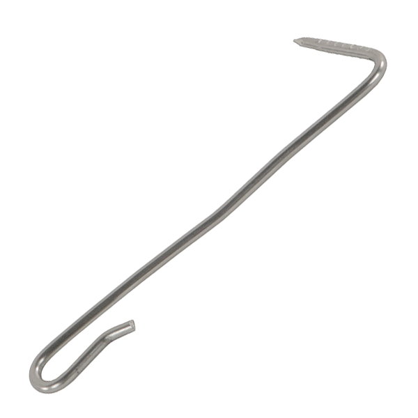 Crochet clair pointe pour ardoise inox 17%  Force 9 - Talon standard 4 mm - longueur 16 cm