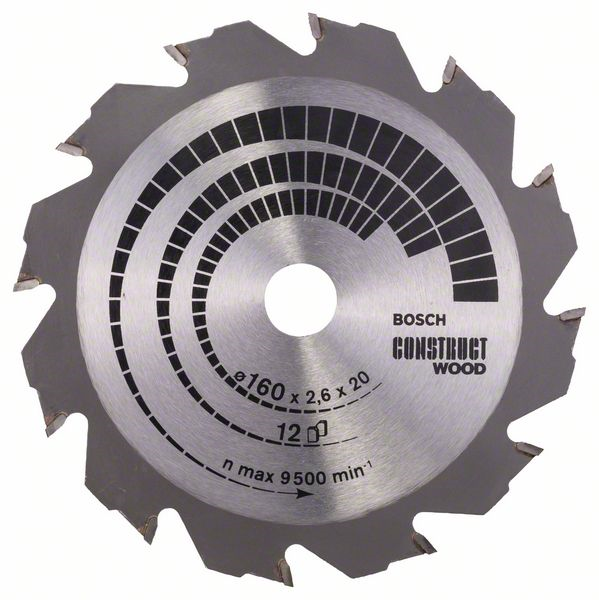 Lame scie circulaire bois Bosch Construct Wood 160 mm x 20 mm 12 dents