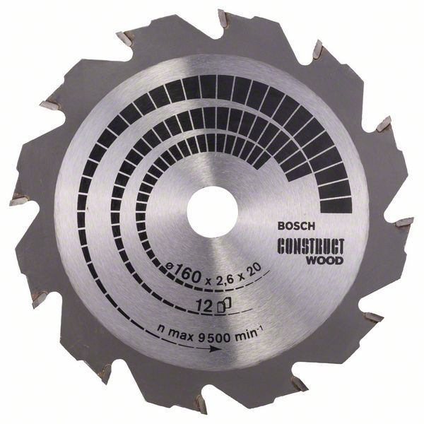 Lame scie circulaire bois Bosch Construct Wood ⌀ 160 mm alésage 20 mm 12 dents