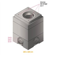 Elément de fond regard carré 1200x1200mm hauteur 100cm