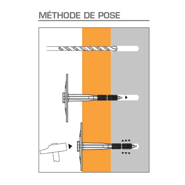 Cheville à frapper CB Spit pour isolants souples et semi-rigides - 8 x 225 mm - Boîte de 100