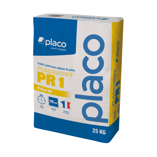 Enduit à joint à prise rapide Placojoint® PR 1 - Temps de prise 1h - Blanc - Sac de 25 kg