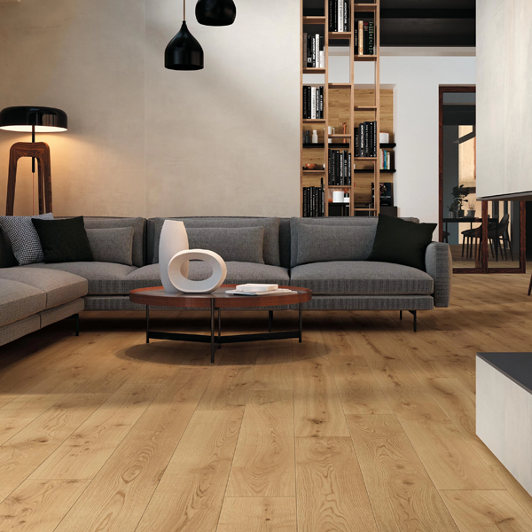 Carrelage intérieur en grès cérame rectifié effet bois Exence - 120,0 CM x 20,0 CM - ép. 9,00 MM - Almond