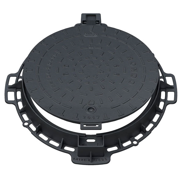 Regard de visite en fonte D400 Rondo avec marquage Eaux Usées - articulé et verrouillé - ∅850 mm passage utile ∅600 mm