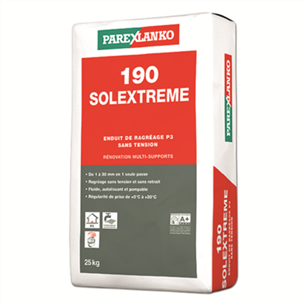 Ragréage 190 SOLEXTREME sans tension P3 - 1 à 30 mm - Spécial rénovation - Sac de 25 KG
