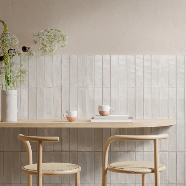 Faïence brillante effet Zellige - Look Glossy - 24,0 CM x 6,0 CM - ép. 10,00 MM - Bianco