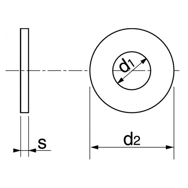 Rondelle plate moyenne - M7 - Diamètre extérieur 16 mm - Épaisseur 1.5 mm - Inox A2 - Boîte de 200
