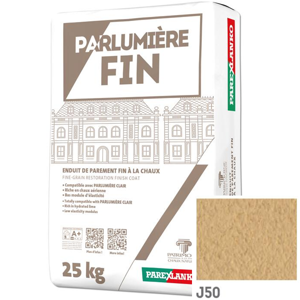 Enduit de parement à la chaux à grain fin Parexlanko Parlumière - Teinte J50 - Sac de 25 KG