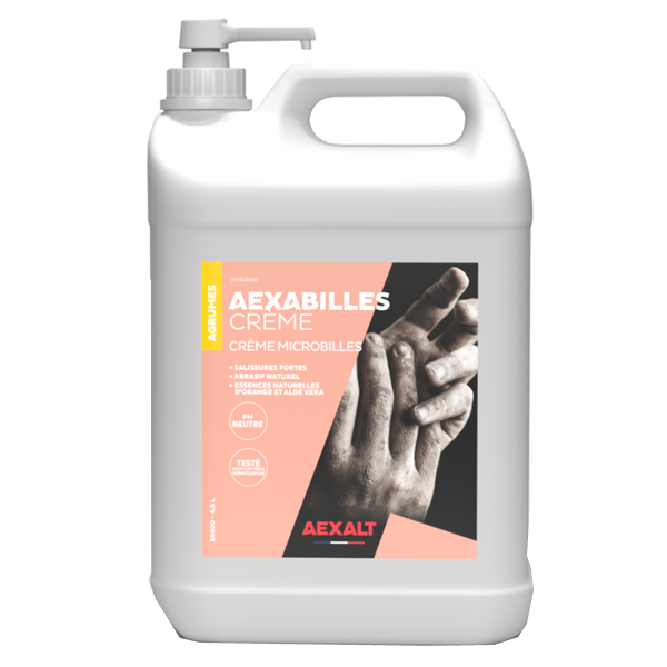 Crème nettoyante pour mains avec microbilles parfum agrumes - Aexabilles Crème Aexalt - bidon 4,5 litres