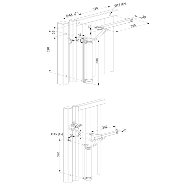 Ferme-portail hydraulique compact 100% mécanique - Installation Quick-Fix - Lion Locinox - Gris argent ZILV