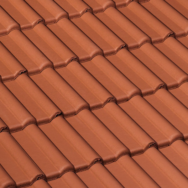 Tuile béton Double Romane - grand moule faible relief - Monier - 42 x 33 cm - Rouge