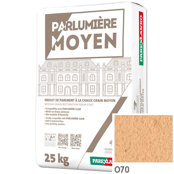 Enduit de parement à la chaux à grain moyen Parexlanko Parlumière - O70 Ocre clair - Sac de 25 KG
