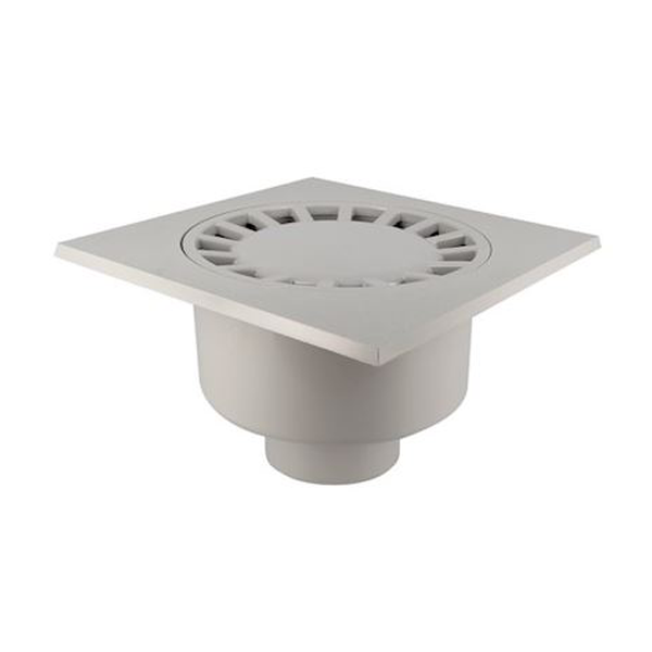 Siphon De Cour Nicoll SC891G - 250x250 Mm, Sortie Verticale, Gris Clair, PVC