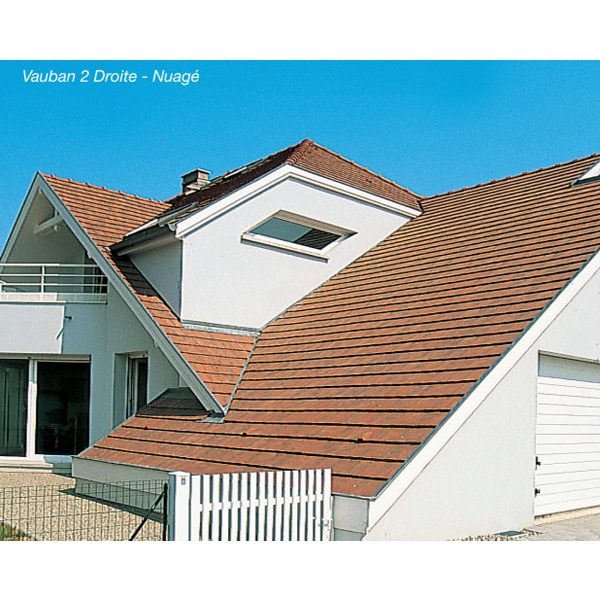 Tuile plate en argile - Vauban 2 Droite - emboîtement petit moule à pureau plat - Nuagé