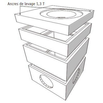 REHAUSSE POUR REGARD BETON 1000X1000 H30 SANS ECHELONS