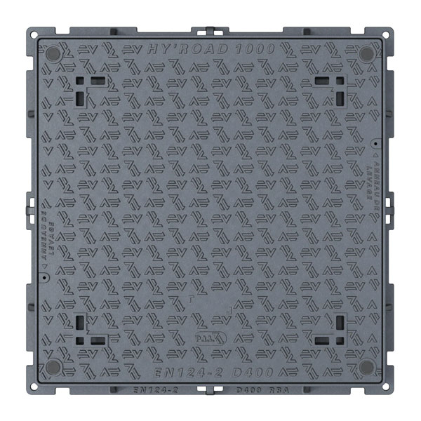 Regard de visite hydraulique verrouillé en fonte D400 avec surface antidérapante et garde anti-odeur - ouverture libre 500,0 mm x 500,0 mm