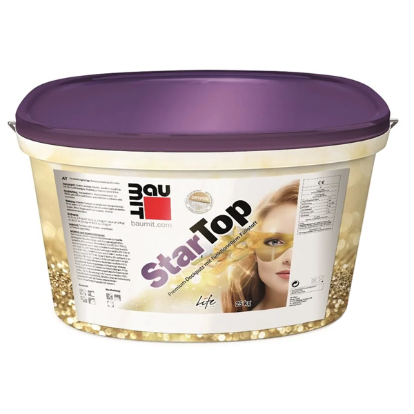 Enduit de finition hydrofuge pour façades extérieures autolavables - Startop Baumit - pot de Blanc - 25 KG