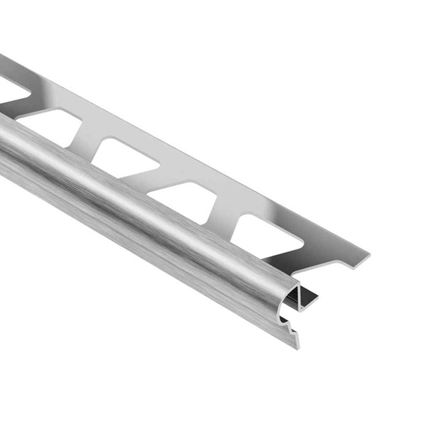 Nez de marche carrelage forme arrondie TREP-FL - Acier inoxydable brossé V2A - Haut.12,5 MM x Long.2,50 M