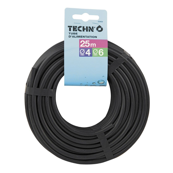 Tuyau capillaire micro-conduit pour arrosage goutte à goutte - Ø 4x6 mm - Longueur 15 mètres