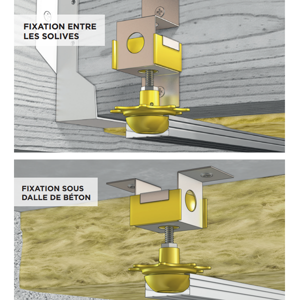 Suspente antivibratile Isover Intégra 2 Phonic pour l'isolation acoustique des plafonds - boîte de 25