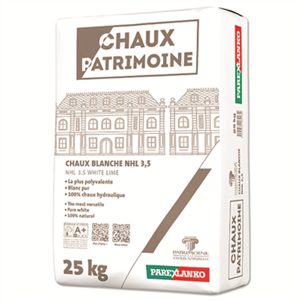 Chaux hydraulique naturelle blanche NHL 3,5 - Chaux Patrimoine Parex - Sac de 25 kg