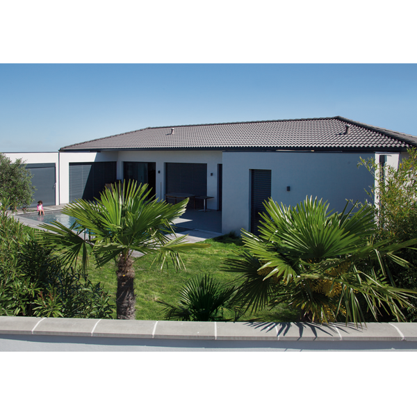 Tuile béton grand moule à fort galbe - Plein Ciel - Brun - 42 x 33.2 cm