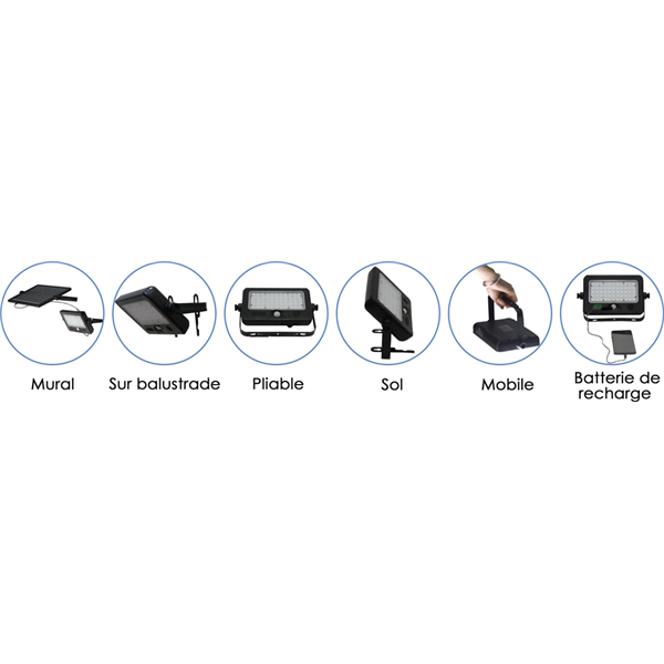 Projecteur multifonction 10W à détection - 3000°K - Faisceau 90° - 1100 Lm