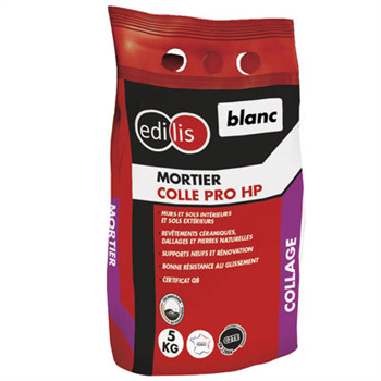 Mortier colle professionnel pour collage carrelage - Edilis - Sac de 5 kg - Coloris Blanc