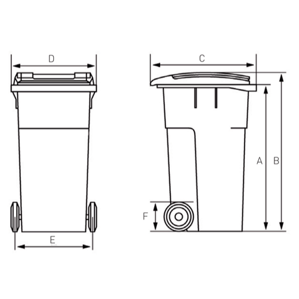 Conteneur Sulo Citybac en PEHD bac gris couvercle vert 2 roues capacité 120 litres