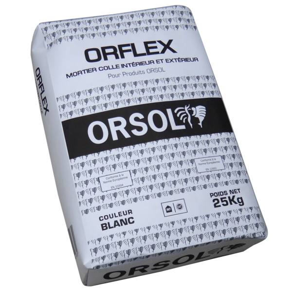 Mortier colle amélioré déformable pour sols et murs - Orflex - blanc - sac de 25 KG