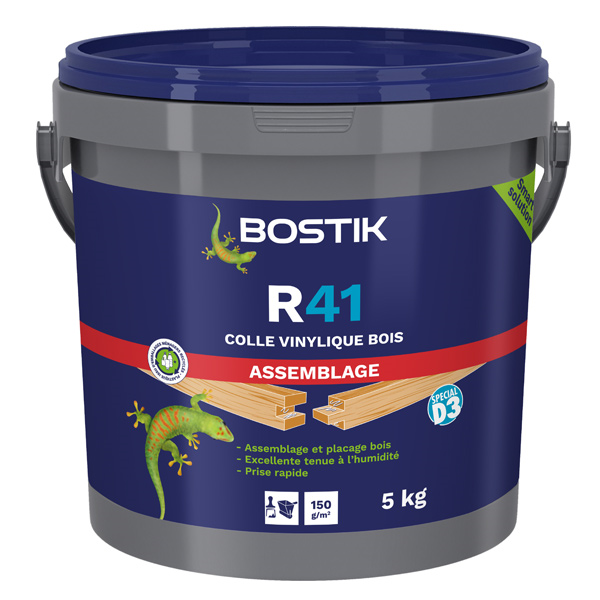 Colle vinylique bois R41 Bostik assemblage et placage bois spécial 3D seau de 5 kg