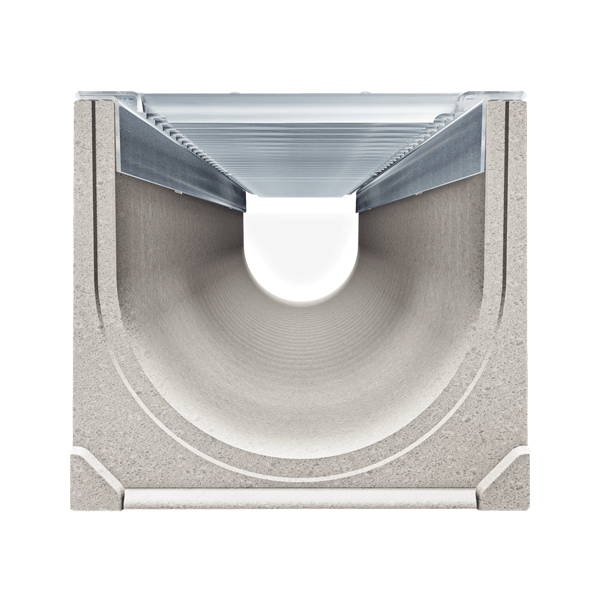Caniveau en béton polymère MEAGARD II S avec grille acier galvanisé A15 - Largeur 100 mm - Longueur 1 m