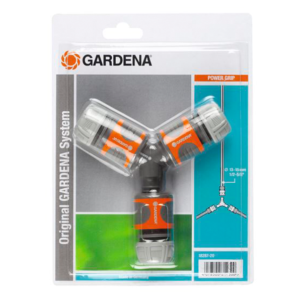 Ensemble complet pour dérivation en Y - Tuyau arrosage Ø 13-15 mm - 4 raccords - Gardena