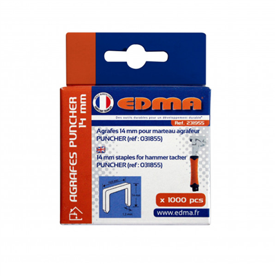 1000 Agrafes pour marteau agrafeur Puncher 14 mm