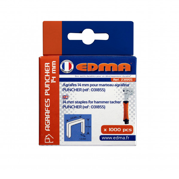 1000 Agrafes pour marteau agrafeur Puncher 14 mm